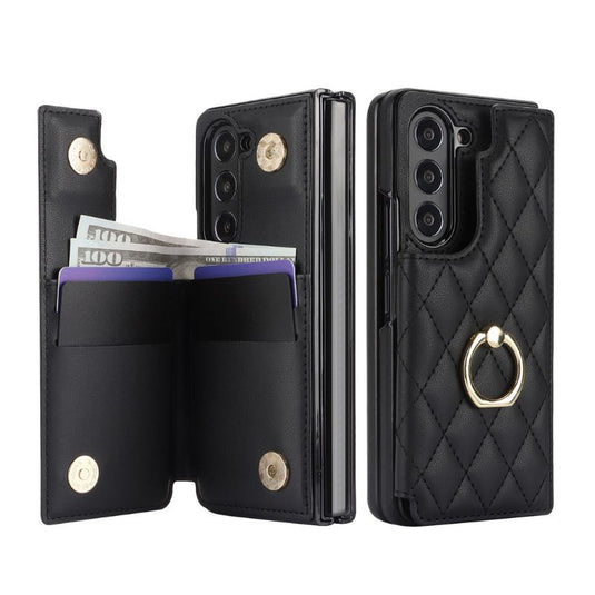 [With Card Slot] Samsung Galaxy Z Fold 6 (SM-F956) - Diamond Pattern Folding Ring Wallet Series Case - Polar Tech Australia