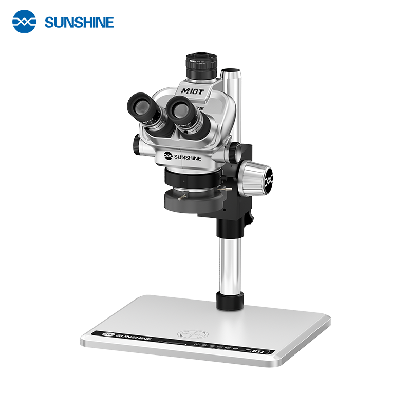 Cargue la imagen en el visor de la galería, [M10T-B11] SUNSHINE 6.5X-55X Trinocular Zoom Stereo Microscope with B11 Aluminum Alloy Base
