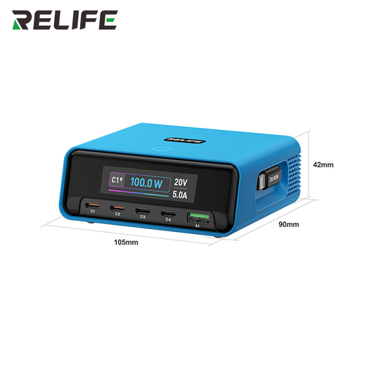 [Q8 Pro] Relife 120W GaN Multi-Port Charger with Retractable USB-C Cable, AVS Dynamic Voltage Support