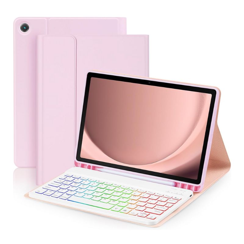 Load image into Gallery viewer, [Detachable Keyboard][With RGB Backlit][Square Keycaps] Samsung Galaxy Tab S7 Plus &amp; S7 FE &amp; S8 Plus 12.4&quot; - Smart Wireless Trackpad Keyboard Flip Case With Pen Slot - Polar Tech Australia
