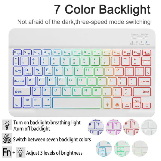 [Detachable Keyboard][With RGB Backlit][Square Keycaps] Samsung Galaxy Tab S7 Plus & S7 FE & S8 Plus 12.4" - Smart Wireless Trackpad Keyboard Flip Case With Pen Slot - Polar Tech Australia