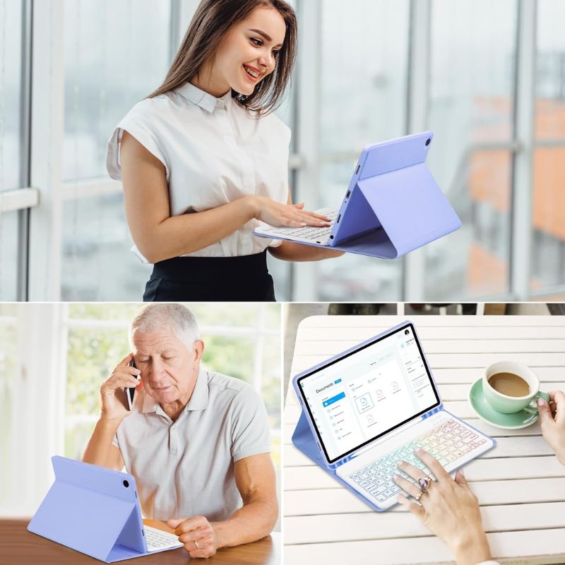 Load image into Gallery viewer, [Detachable Keyboard][With RGB Backlit][Square Keycaps] Samsung Galaxy Tab S7 Plus &amp; S7 FE &amp; S8 Plus 12.4&quot; - Smart Wireless Trackpad Keyboard Flip Case With Pen Slot - Polar Tech Australia
