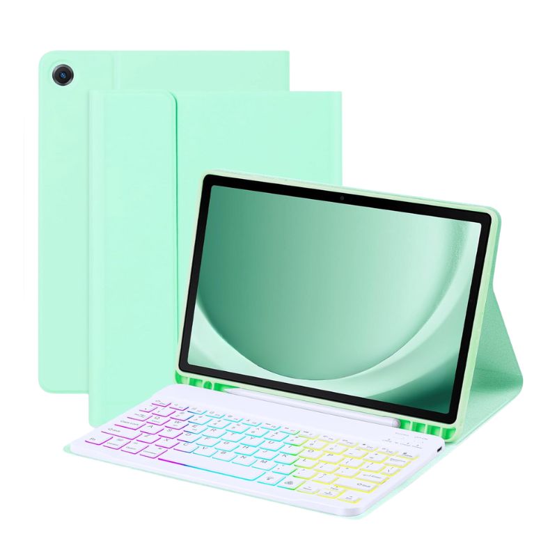 Load image into Gallery viewer, [Detachable Keyboard][With RGB Backlit][Square Keycaps] Samsung Galaxy Tab S7 Plus &amp; S7 FE &amp; S8 Plus 12.4&quot; - Smart Wireless Trackpad Keyboard Flip Case With Pen Slot - Polar Tech Australia
