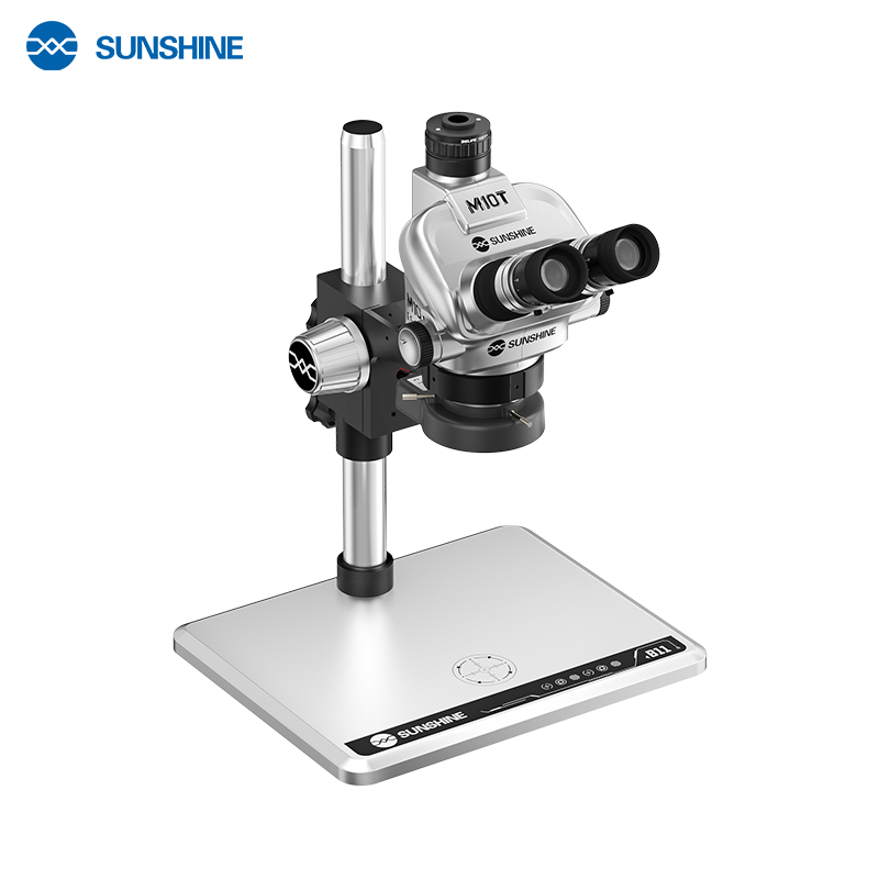 Cargue la imagen en el visor de la galería, [M10T-B11] SUNSHINE 6.5X-55X Trinocular Zoom Stereo Microscope with B11 Aluminum Alloy Base
