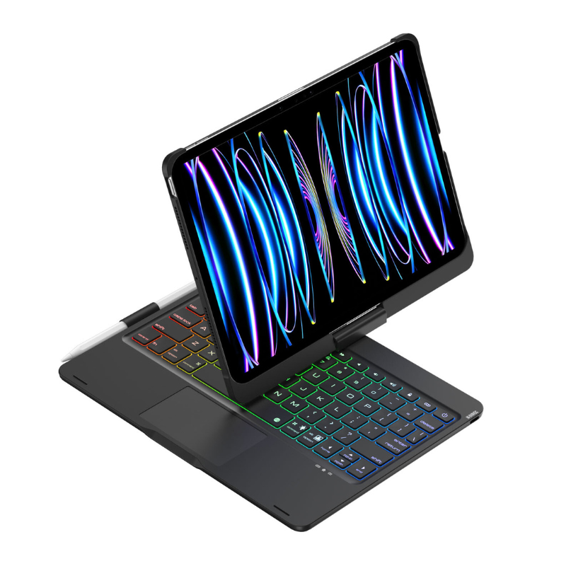 Cargue la imagen en el visor de la galería, 360 Degree Rotating Wireless Touchpad Keyboard Cover Case for iPad 7/8/9 10.2&#39;&#39; 7/8/9th Gen 2019/2020/2021 - KIBO
