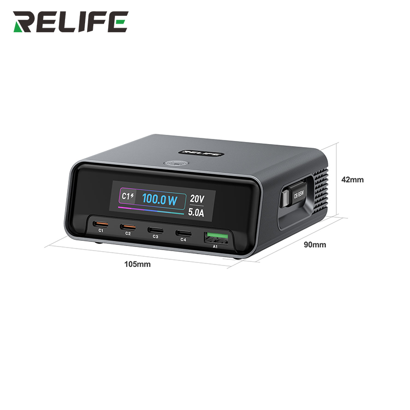 Load image into Gallery viewer, [Q8 Pro] Relife 120W GaN Multi-Port Charger with Retractable USB-C Cable, AVS Dynamic Voltage Support
