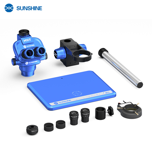 [M10T-B11] SUNSHINE 6.5X-55X Trinocular Zoom Stereo Microscope with B11 Aluminum Alloy Base