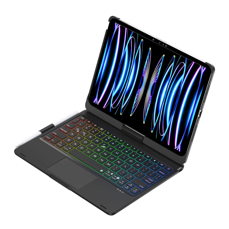 Cargue la imagen en el visor de la galería, 360 Degree Rotating Wireless Touchpad Keyboard Cover Case for iPad 7/8/9 10.2&#39;&#39; 7/8/9th Gen 2019/2020/2021 - KIBO
