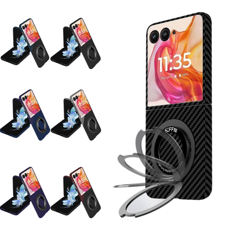 Load image into Gallery viewer, [360° Rotating Bracket] Motorola Razr 50/Ultra - Carbon Fiber Style MagSafe Magnetic Shockproof Protective Case - Polar Tech Australia
