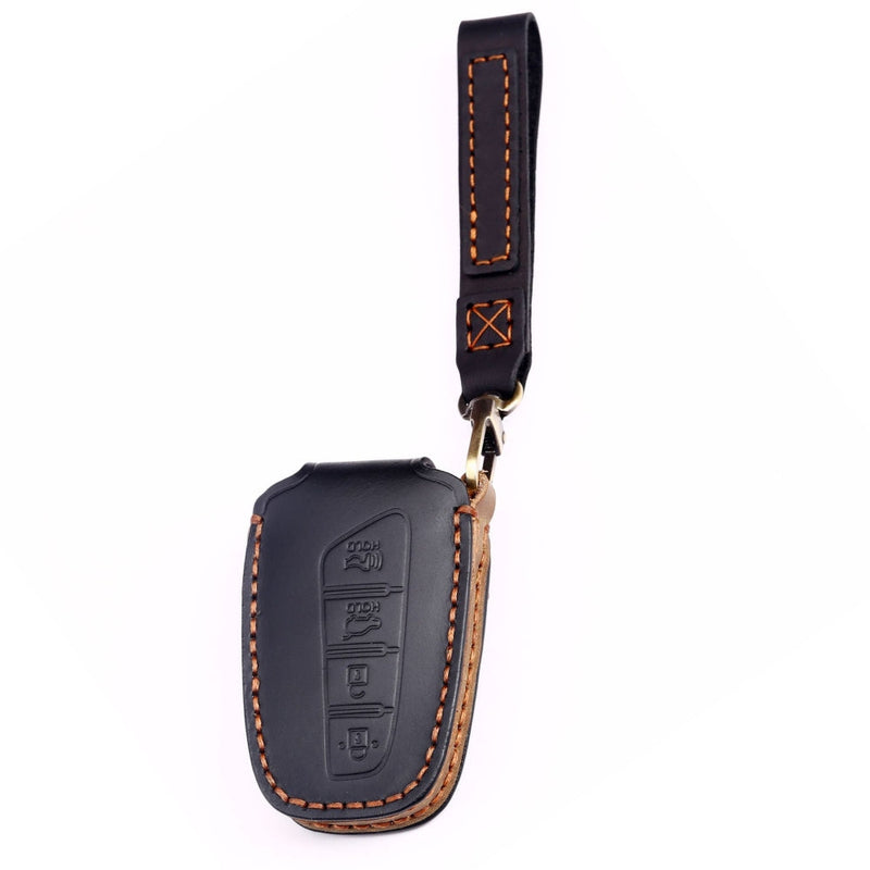 Load image into Gallery viewer, Hyundai Handcrafted Genuine Leather Car Key Fob Protective Case Cover For Santa Fe, Sport, Ix45, Equus, Centennial, Genesis G80, Grandeur, Azera
