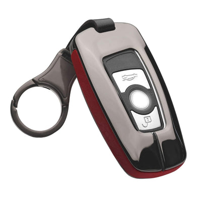 BMW Zinc Alloy + Leather Car Key Fob Case Cover For 1, 3, 4, 5, 6 Series, X3, X5, X6, X7