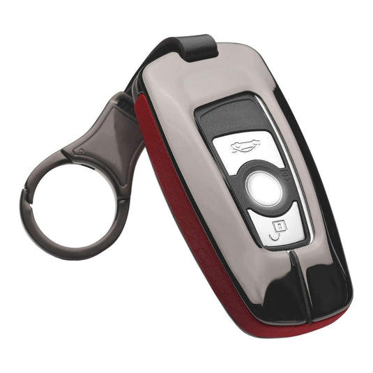 BMW Zinc Alloy + Leather Car Key Fob Case Cover For 1, 3, 4, 5, 6 Series, X3, X5, X6, X7