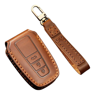 Toyota Handcrafted Genuine Leather Car Key Fob Protective Case Cover For Camry, C-HR, Corolla, RAV4, Avalon, Land Cruiser, Prado, Prius