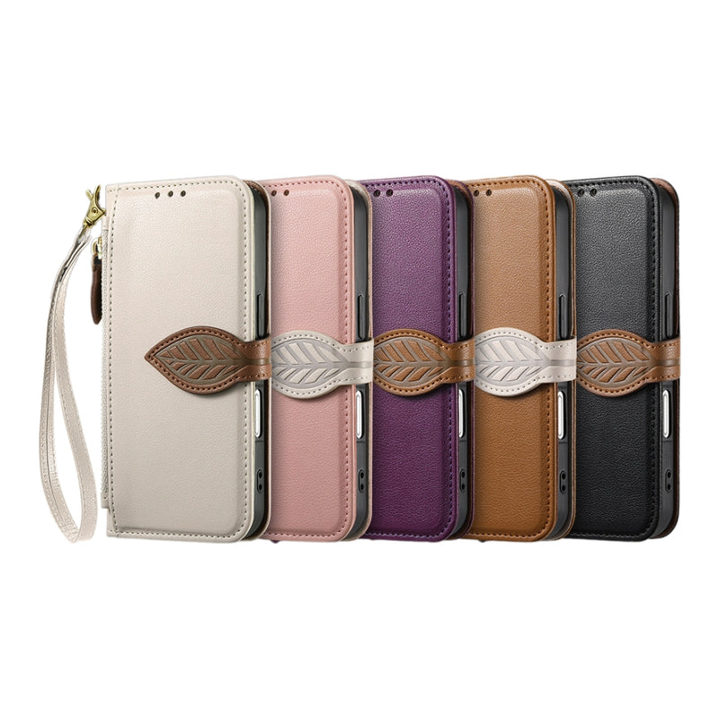Load image into Gallery viewer, Apple iPhone 16e/17e - Leaf Design Flip Case with Magnetic Closure - Polar Tech Australia
