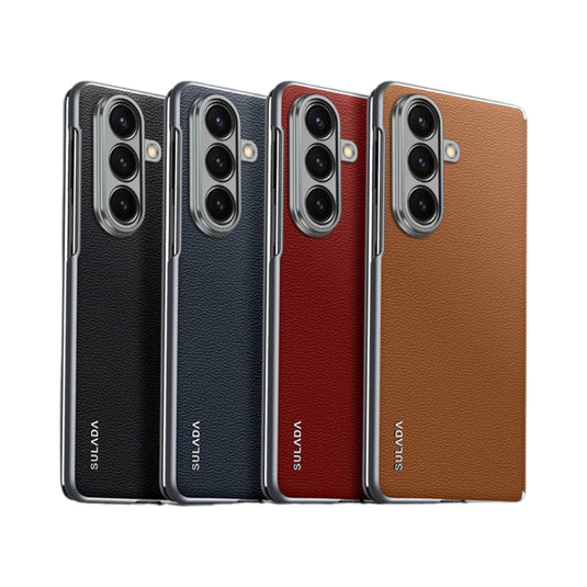 Samsung Galaxy Z Fold7 5G - SULADA Frameless Cowhide Leather PC Phone Case