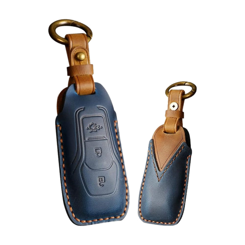 Chargez l&#39;image dans la visionneuse de la galerie, Ford Handcrafted Genuine Leather Car Key Fob Protective Case Cover For Edge, Mondeo, Ka, Fiesta, Focus, Galaxy, Mustang, Kuga
