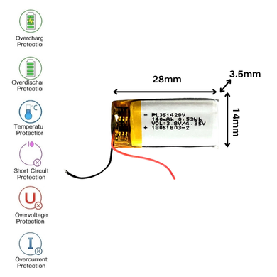 [351428] Universal 140mAh 3.8V Rechargeable Li-Ion Lithium Polymer Battery