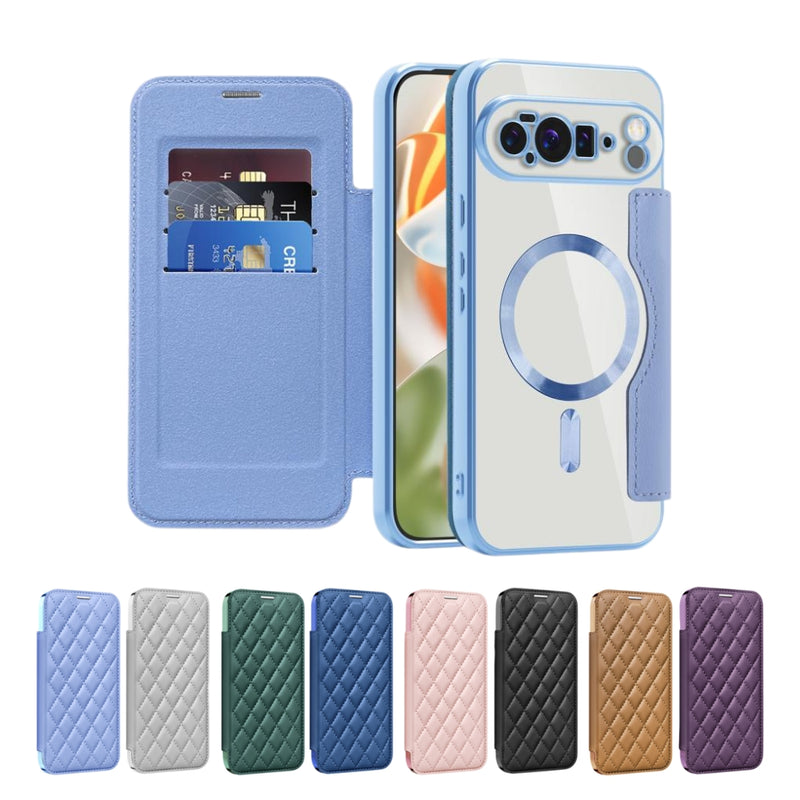 Chargez l&#39;image dans la visionneuse de la galerie, Google Pixel 10 Pro XL - Shield Magsafe RFID Anti-theft Rhombus Leather Phone Case
