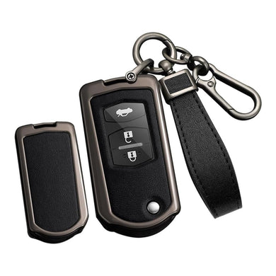 Mazda Zinc Alloy Leather Folding Car Key Fob Case Cover For Mazda 2, 3, 5, 6, CX-5, CX-7, CX-9, RX-8, MX-5