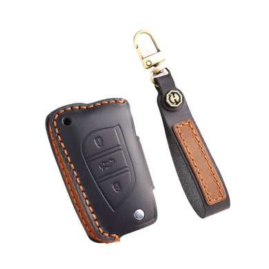 Toyota Handcrafted Genuine Leather Folding Car Key Fob Protective Case Cover For RAV4, Avalon, Avensis, Aygo, Camry, Corolla