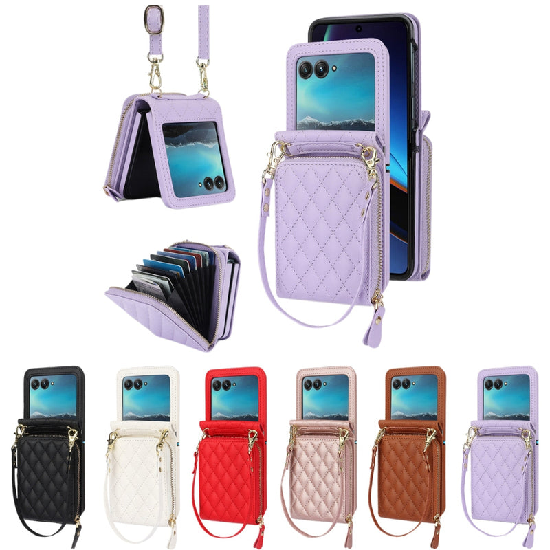 Load image into Gallery viewer, [With Shoulder Strap] [With Card Slot] Motorola Razr 50/Ultra - PU leather Crossbody Wallet Style Shockproof Phone Case - Polar Tech Australia
