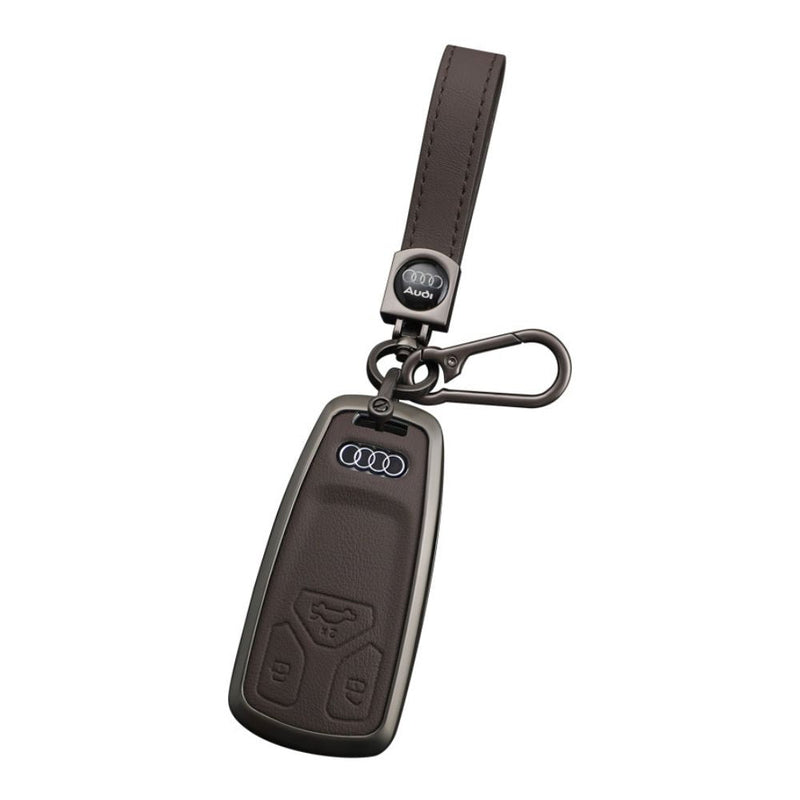 Load image into Gallery viewer, Audi Zinc Alloy + Leather Car Key Fob Case Cover For A4, A5, A6,A8, Q2, Q5, Q7
