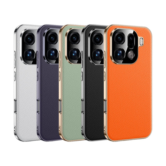 OPPO Find X9 - Electroplated Genuine Leather Pebbled Case