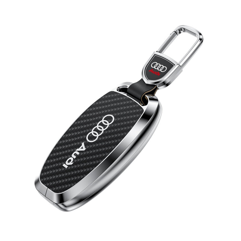 Load image into Gallery viewer, Audi Zinc Alloy + Carbon Fiber Texture Car Key Fob Case Cover For A3, A4, A5, A6, Q2, Q3, Q5, Q7, Q8, e-tron

