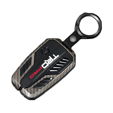 Toyota TRD Carbon Fiber Metal Car Key Fob Protective Case Cover For C-HR, Camry, RAV4, Avalon, Prius, Corolla, Highlander, GT86, Prado