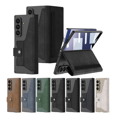 Samsung Galaxy Z Fold7 5G - GKK Integrated Armor Flip Leather Case with Pen Slot, Stylus Not Included