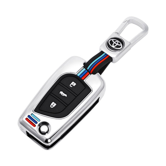Toyota Foldable Style Metal Shell & Soft Silicone Full Protection Car Key Fob Case Cover For Camry RAV4 Highlander Avalon C-HR Prius Corolla
