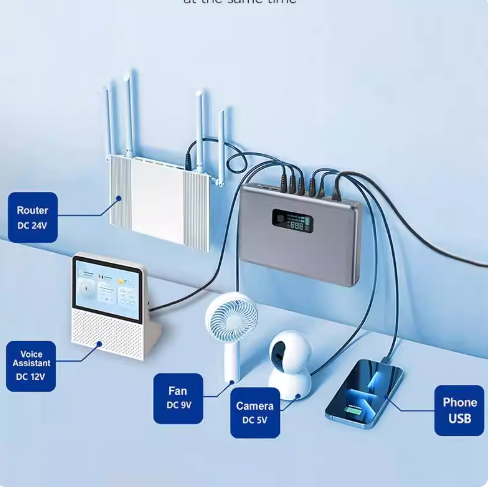 Chargez l'image dans la visionneuse de la galerie, [16400mAh] Universal Mini UPS 36W Battery Backup 5V 9V 12V 24V 48V Adjustable Output For WIFI Router, Modem, POE Switch, Security Camera CCTV &amp; Alarm &amp; Attendance Machine LED Light - Polar Tech Australia
