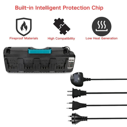 Replacement Four - Socket Port Fast Charger For Bosch 14.4V-18V Electrical Tool Li-Ion Battery - Polar Tech Australia