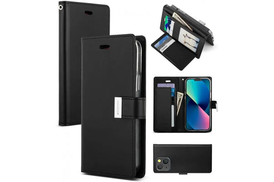 Apple iPhone 12/Mini/Pro/Max Mercury Goospery Rich Diary Dual Wallet Premium Quality Flip Leather Case - Polar Tech Australia