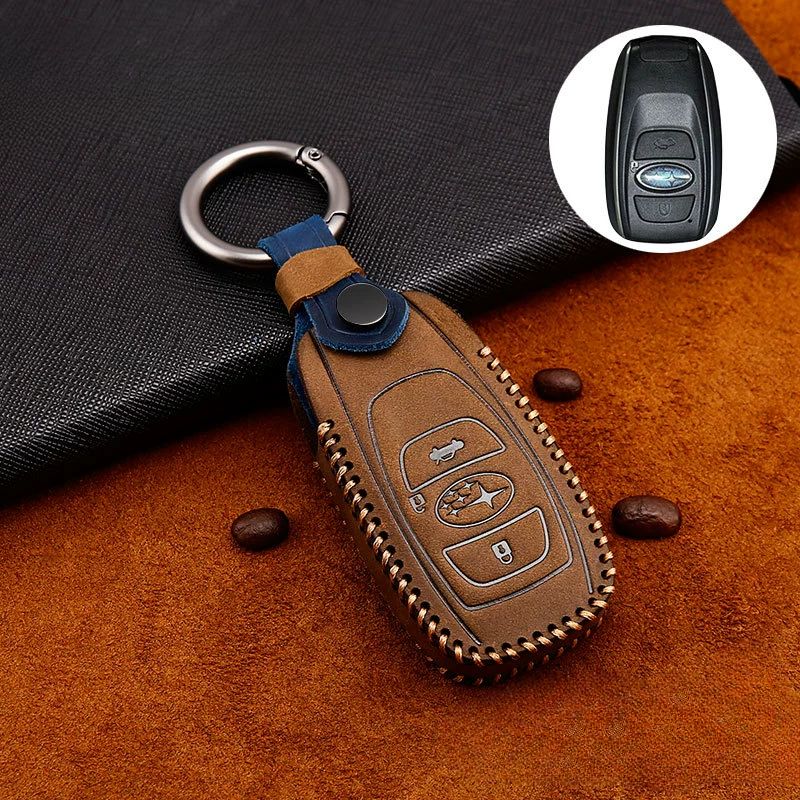 Load image into Gallery viewer, Subaru Cowhide Leather Car Key Fob Protective Cover Case For Outback, Ascent, Forester, Crosstrek, Legacy, Impreza, WRX

