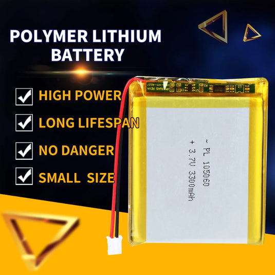 [PH2.0-JST Connector][105060] Universal 3300mAh 3.7V Rechargeable Li-Ion Lithium Polymer Battery - Polar Tech Australia