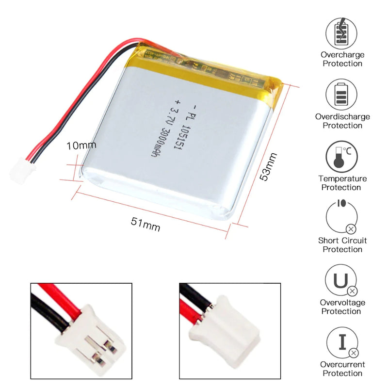 Chargez l&#39;image dans la visionneuse de la galerie, [PH2.0-JST Connector][105151] Universal 3000mAh 3.7V Rechargeable Li-Ion Lithium Polymer Battery - Polar Tech Australia
