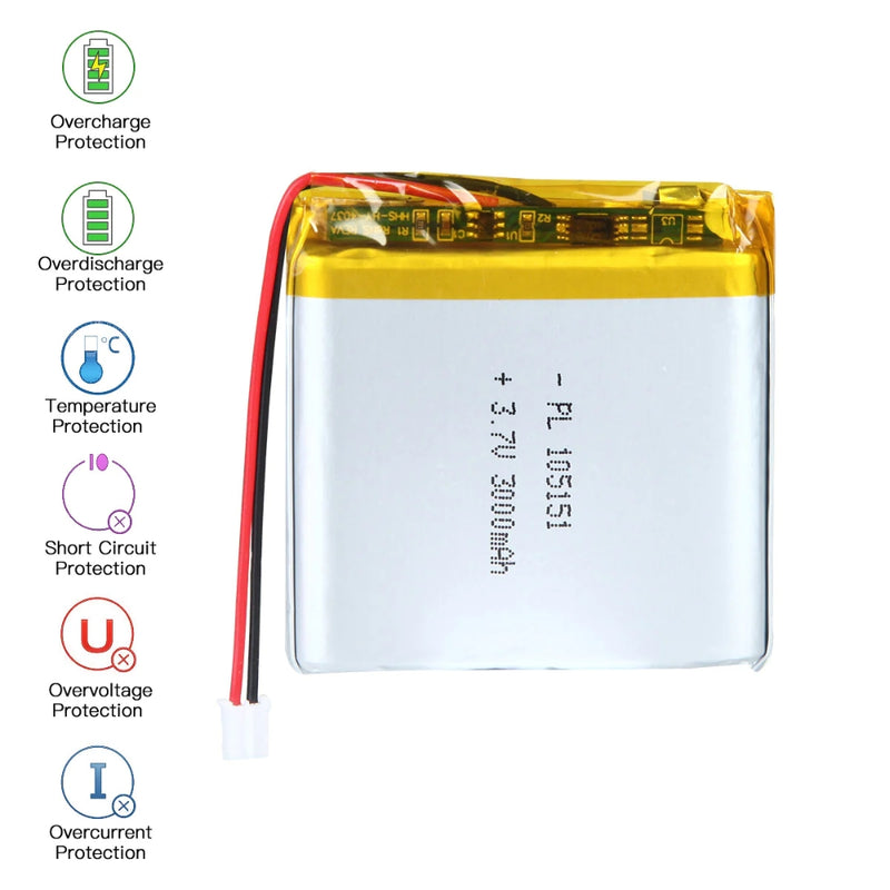 Chargez l&#39;image dans la visionneuse de la galerie, [PH2.0-JST Connector][105151] Universal 3000mAh 3.7V Rechargeable Li-Ion Lithium Polymer Battery - Polar Tech Australia
