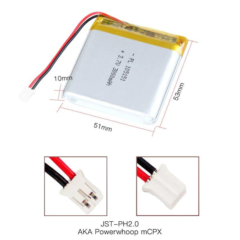 Chargez l&#39;image dans la visionneuse de la galerie, [PH2.0-JST Connector][105151] Universal 3000mAh 3.7V Rechargeable Li-Ion Lithium Polymer Battery - Polar Tech Australia
