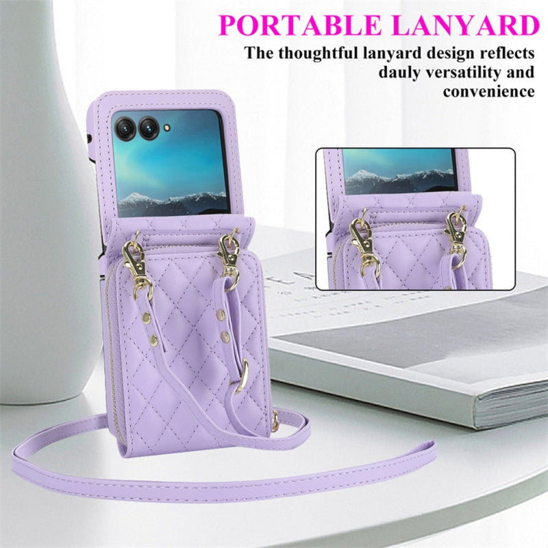 Load image into Gallery viewer, [With Shoulder Strap] [With Card Slot] Motorola Razr 50/Ultra - PU leather Crossbody Wallet Style Shockproof Phone Case - Polar Tech Australia
