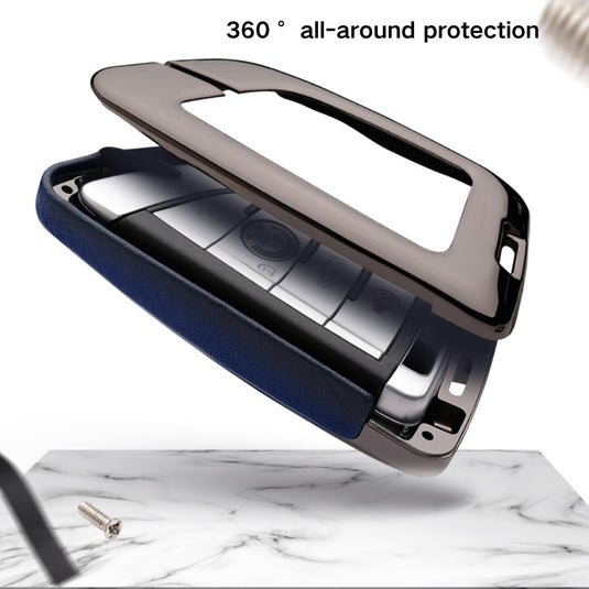 BMW Zinc Alloy + Leather Car Key Fob Case Cover For 1, 3, 4, 5, 6 Series, X3, X5, X6, X7
