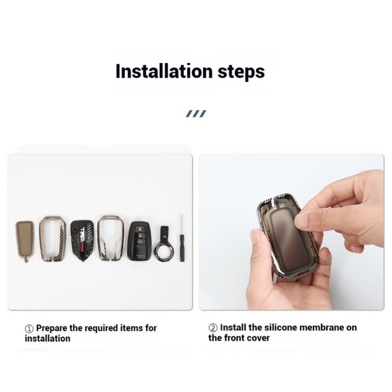 Chargez l&#39;image dans la visionneuse de la galerie, Toyota TRD Carbon Fiber Metal Car Key Fob Protective Case Cover For C-HR, Camry, RAV4, Avalon, Prius, Corolla, Highlander, GT86, Prado
