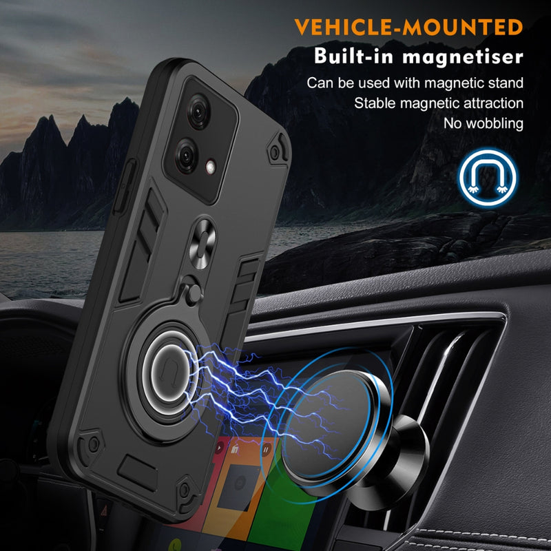 Load image into Gallery viewer, Motorola Moto E32 - Metal Ring 360 Degree Rotating Holder PC Hybrid TPU Phone Case
