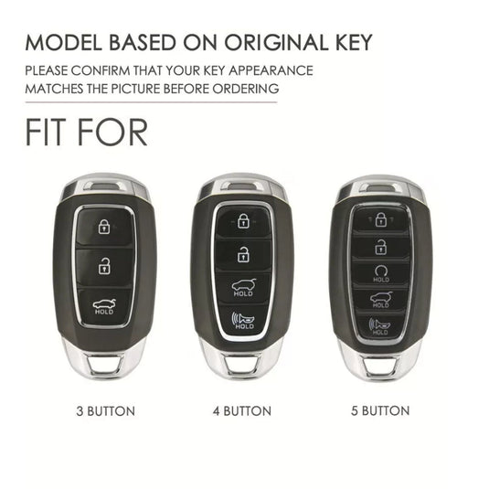 Hyundai Handcrafted Genuine Leather Car Key Fob Protective Case Cover For Santa Fe, Tucson, Palisade, Kona, Santa Fe, Azera