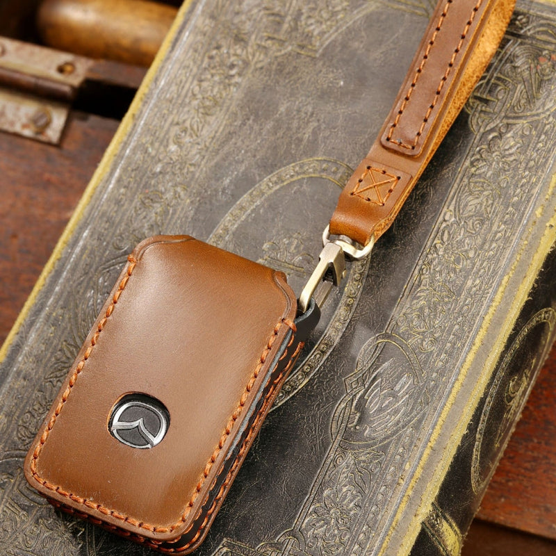 Load image into Gallery viewer, Mazda Handcrafted Genuine Leather Folding Car Key Fob Case Cover For CX-5, CX-3, CX-30, CX-9
