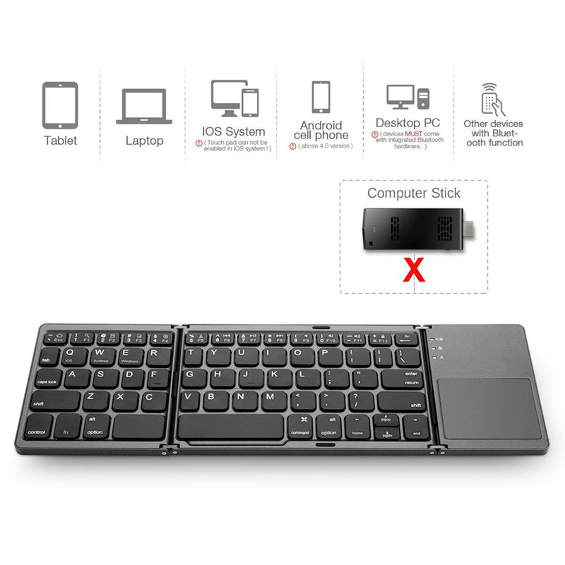 Load image into Gallery viewer, Foldable Bluetooth Keyboard with Touchpad Portable Wireless Keyboard , Rechargeable Full Size Ultra Slim Pocket Folding Keyboard for Android Windows iOS Tablet And Mobile Phone - Polar Tech Australia
