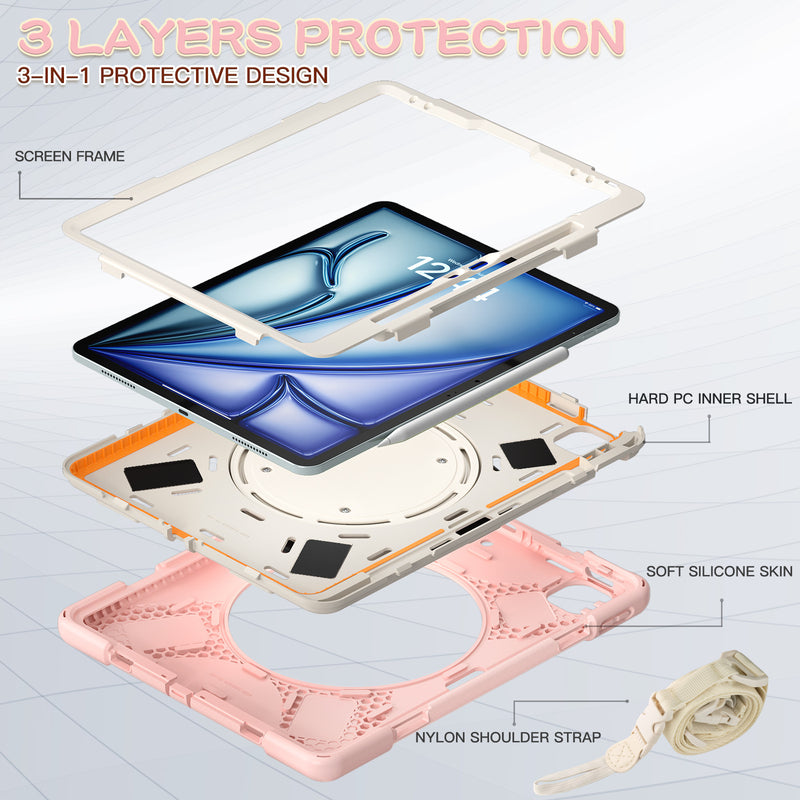 Cargue la imagen en el visor de la galería, Lenovo Tab M11 11.0&quot; 2024 (TB-330XU/330FU) - Multifunctional Shockproof Heavy Duty Series Case With Shoulder Strap
