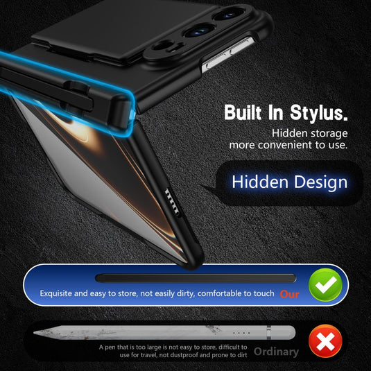 Apple iPhone Ultra / Fold - Card Bag Holder Hinge Integrated Film Phone Case, with Pen