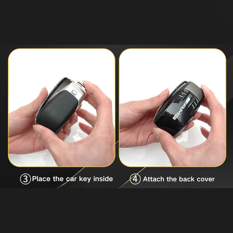Chargez l&#39;image dans la visionneuse de la galerie, Mercedes Benz Carbon Fiber Metal Protective Car Key Fob Case Cover For Benz A, B, C, E, GLC, GLE

