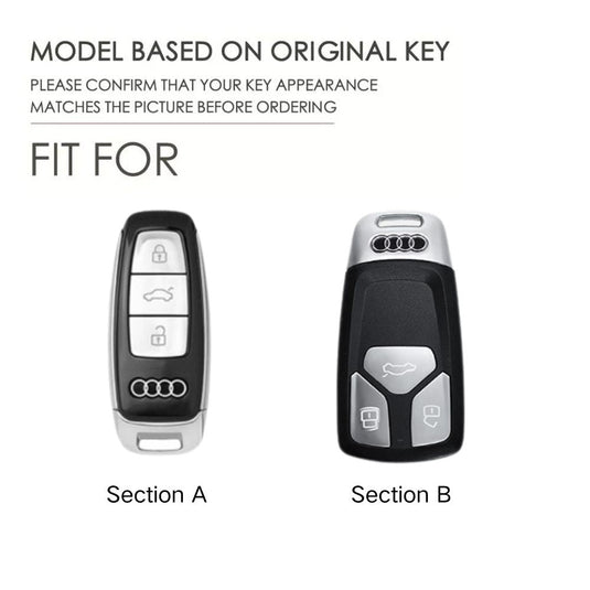 Audi Zinc Alloy Silicone Car Key Fob Case Cover For A3, A4, A5, A6, A8, Q2, Q5, Q7, Q8, e-tron